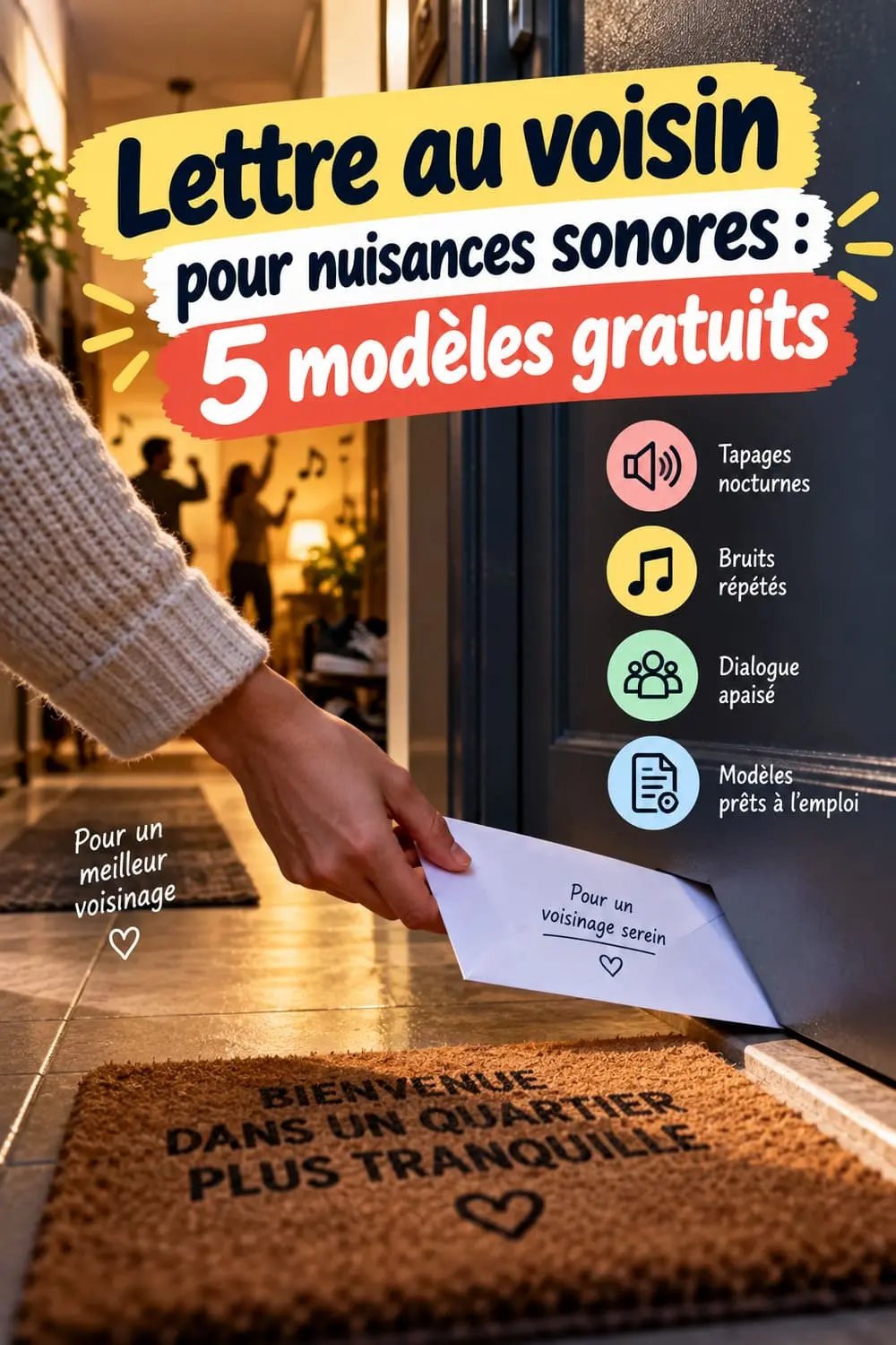 Lettre au voisin pour nuisances sonores : 5 modèles gratuits modèle lettre courrier voisin nuisances sonores bruit tapage nocturne