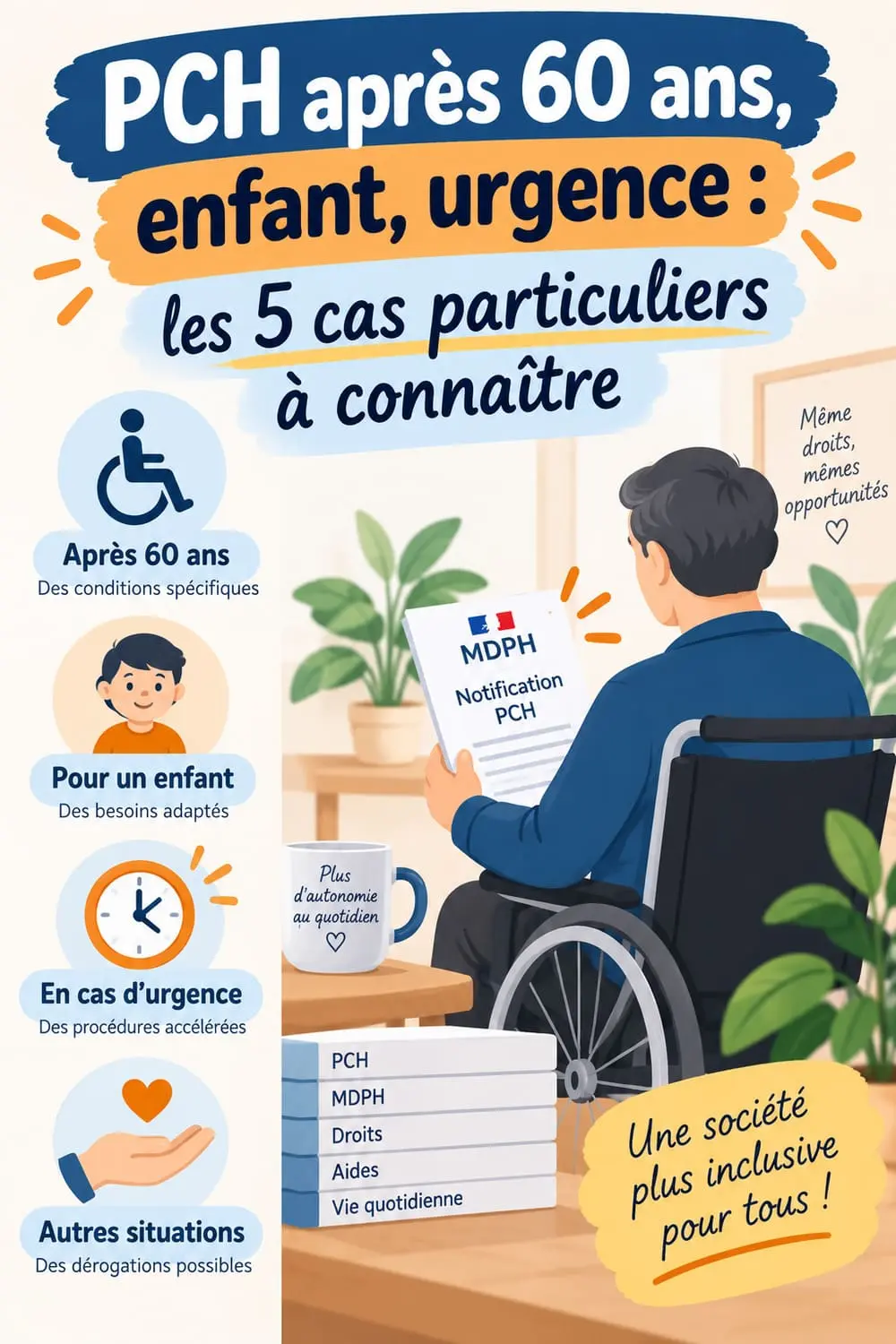 PCH après 60 ans, enfant, urgence : les 5 cas particuliers à connaître en 2026 infographie récapitulative des 5 cas particuliers de la PCH 2026
