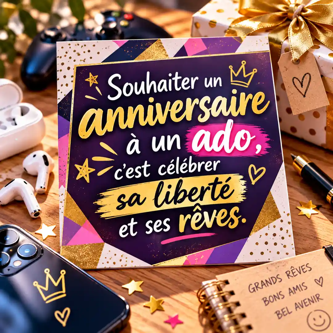 Carte et message d'anniversaire touchant pour un adolescent : célébrer sa liberté et ses rêves