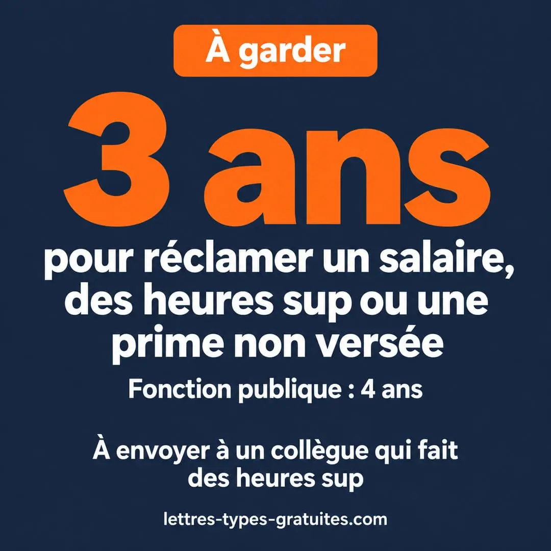 Salaire, heures sup, prime oubliée : vous avez 3 ans pour les réclamer Carte récapitulative des délais pour réclamer un salaire, des heures supplémentaires ou une prime non versée