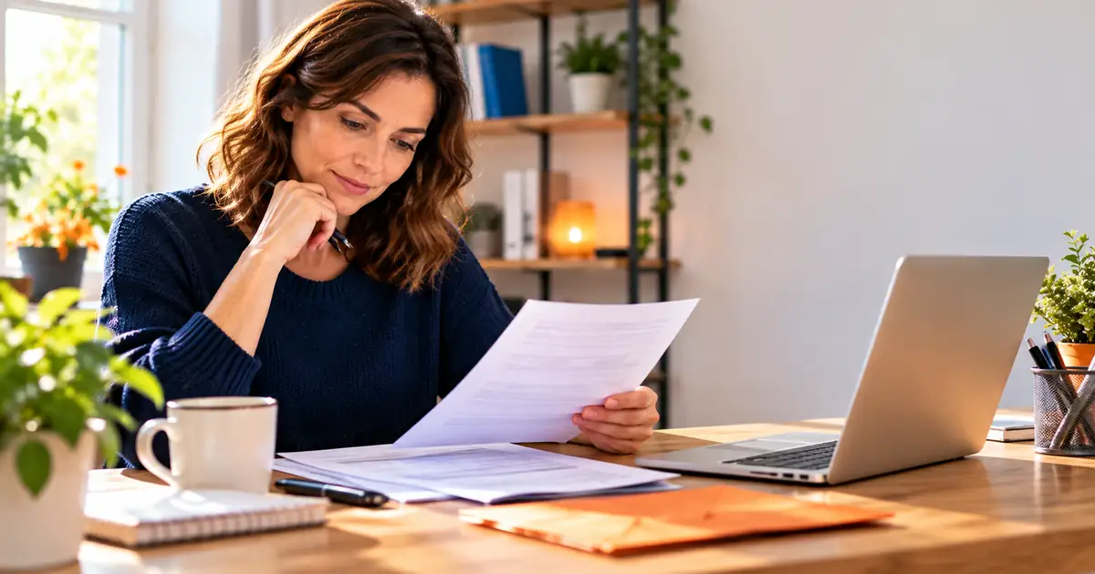 Réclamation CAF : préparez le courrier adapté à votre litige Personne qui prépare à son bureau une lettre de réclamation à la CAF avec son dossier et son ordinateur
