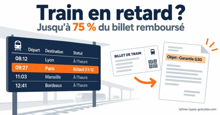 Lettre de réclamation SNCF pour retard ou train annulé : G30, remboursement et 10 modèles