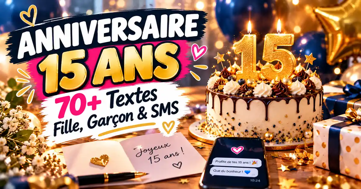Texte anniversaire 15 ans : 70+ messages gratuits pour fille, garçon, petite-fille et petit-fils