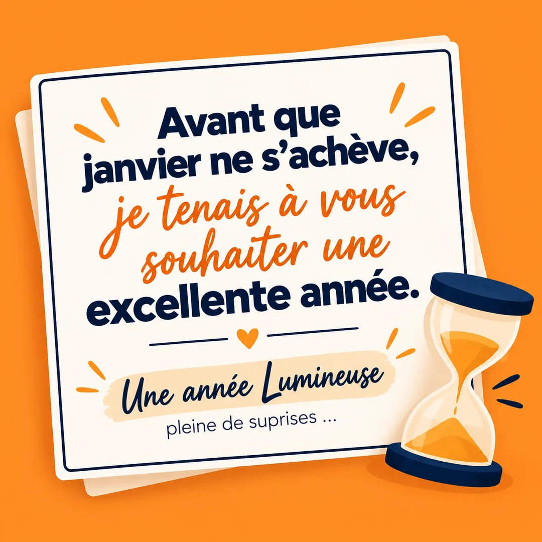 Carte carrée de vœux professionnels envoyés en retard, à partager avec un collègue ou un client